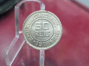 Moeda da República 50 réis - 1818 - Flor de Cunho!